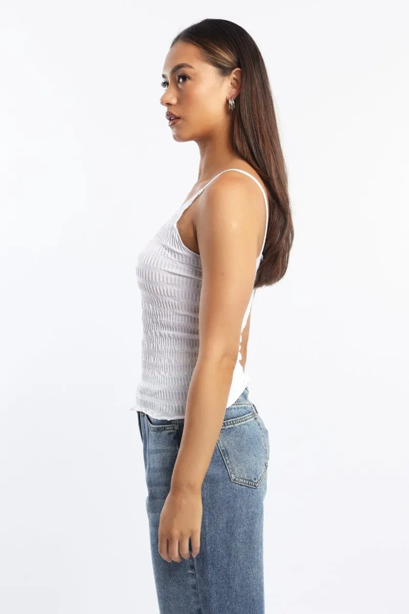 White Textured Cami Top Seamless Holiday Ease