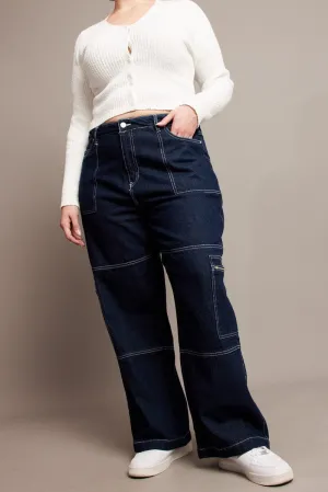 Denim Cargo Jeans Mid Rise Everyday Eco Friendly Earthy