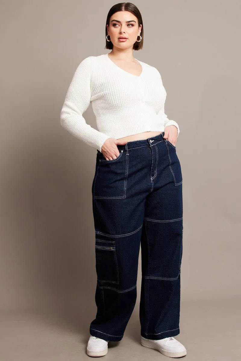 Denim Cargo Jeans Mid Rise Compact Weave Technology Festival Outfit Professional Wear