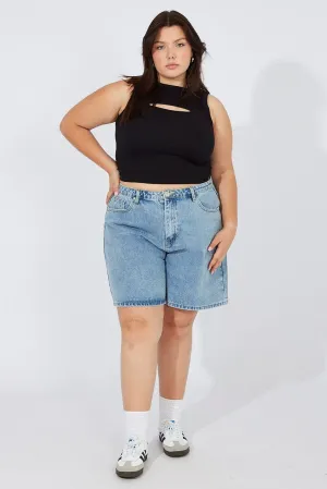Glow Core Black Cut Out Tank Top Crew Neck Seamless