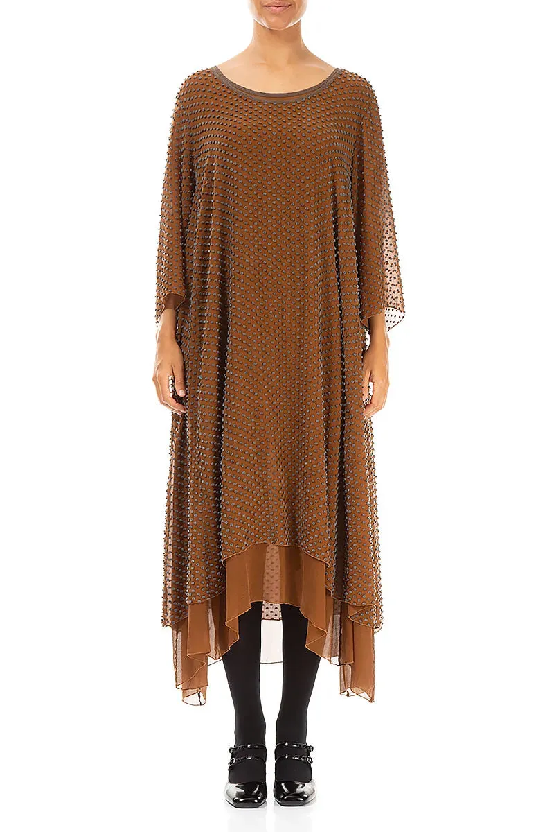 Timeless Blazer Layered Dotty Aged Copper Silk Dress