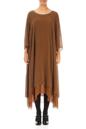 Timeless Blazer Layered Dotty Aged Copper Silk Dress