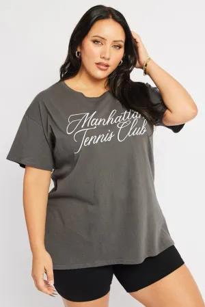Quick Release Hem Functional Side Gussets Grey Graphic T-shirt Short Sleeve Crew Neck