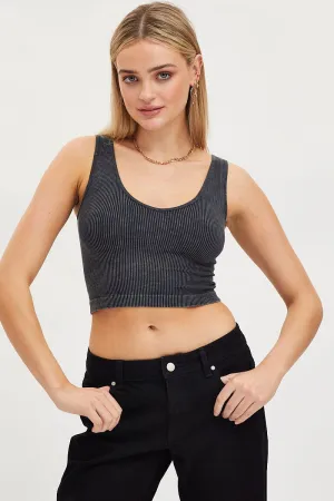 Black Tank Crop Top Seamless Comfortable Jacket Busy Glow