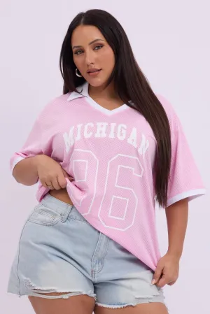 All-Season Comfort Pink Graphic T Shirt Short Sleeve V Neck Collared