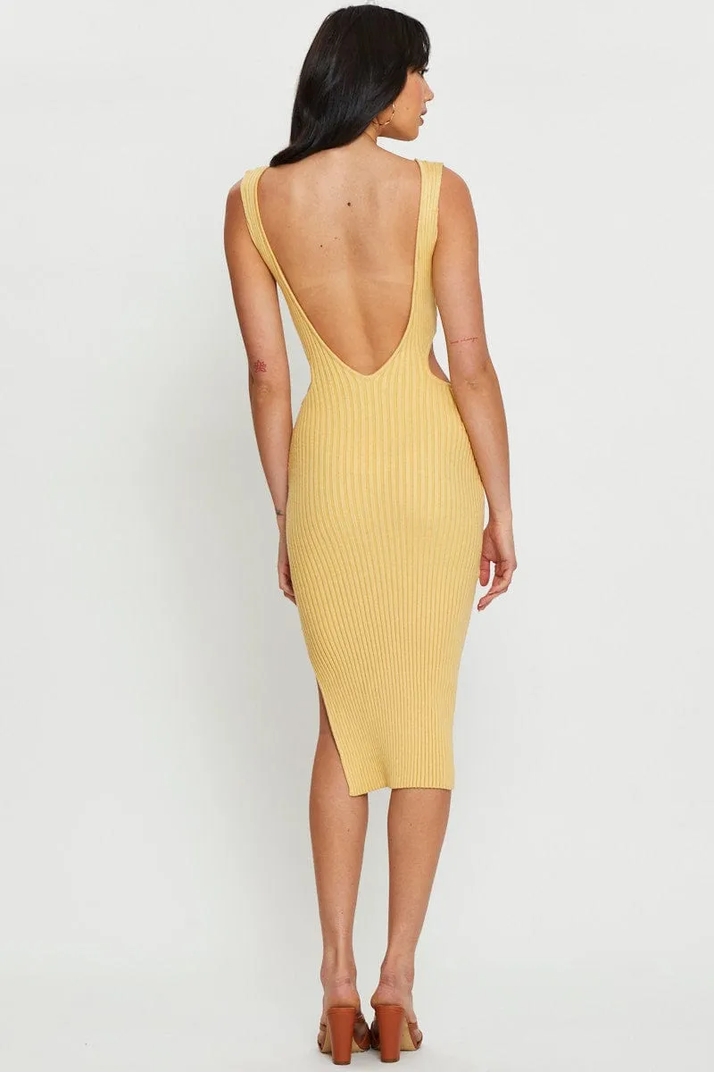 Queen Glow Orange Knit Dress Midi