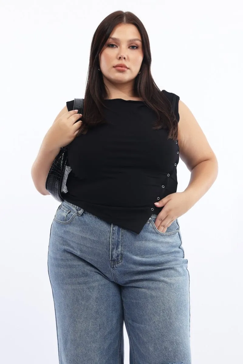Black Tank Asymmetrical Hem Summer Wear