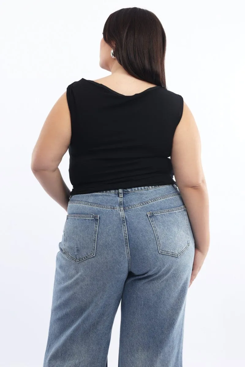 Rugged shoes Black Tank Asymmetrical Hem