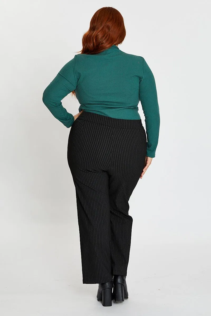 Stripe Mid Rise Work Pant WrinkleFreeFinish