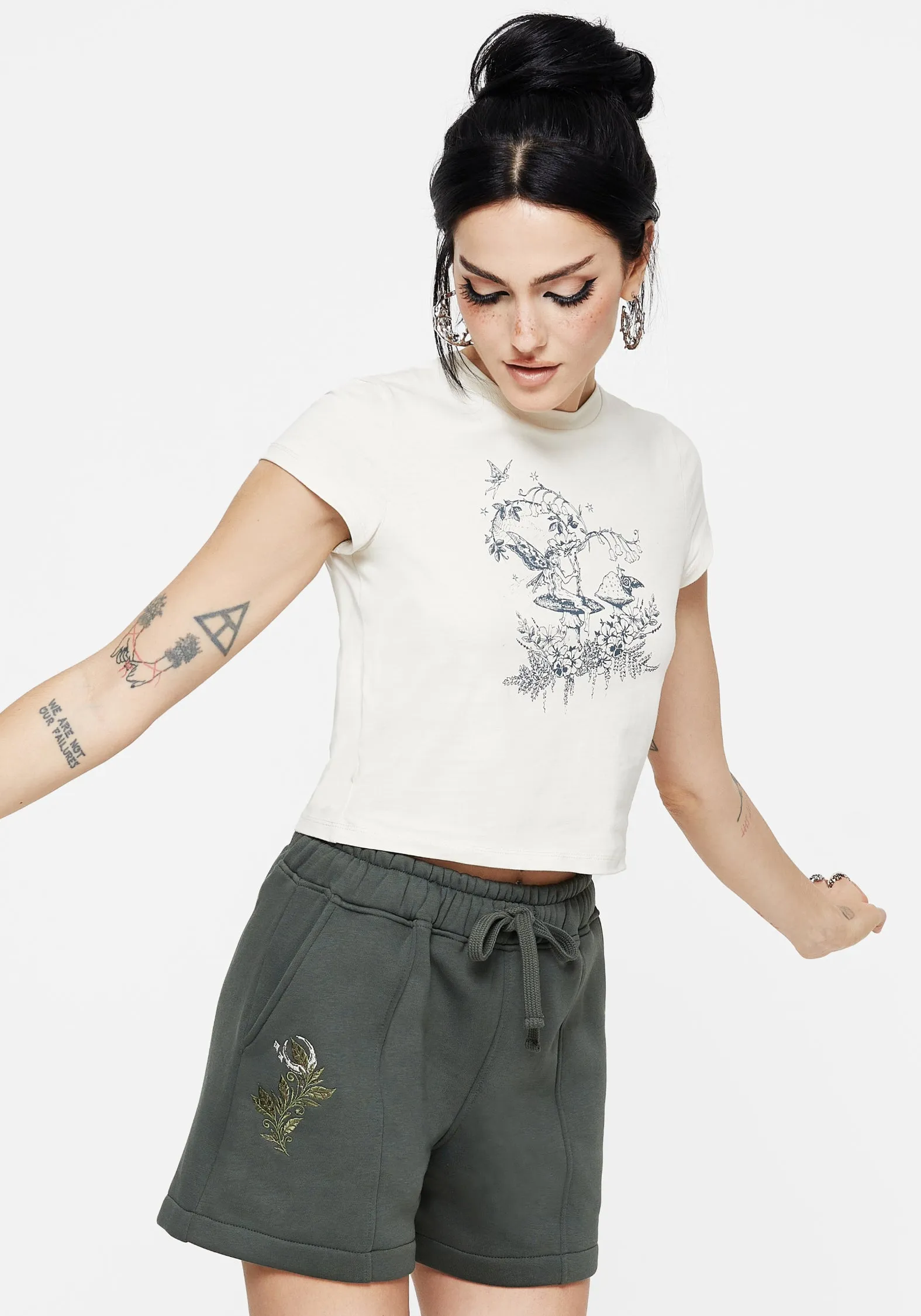 Flex Foam Insert Nirah Cotton Embroidered Shorts