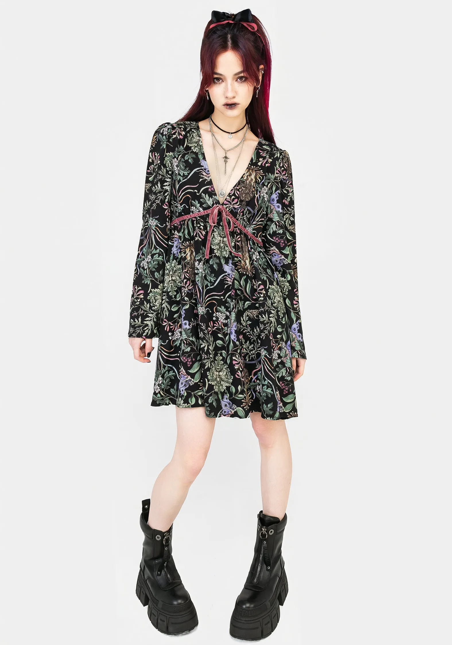 Beltane Flute Sleeve Mini Dress Moisture wicking