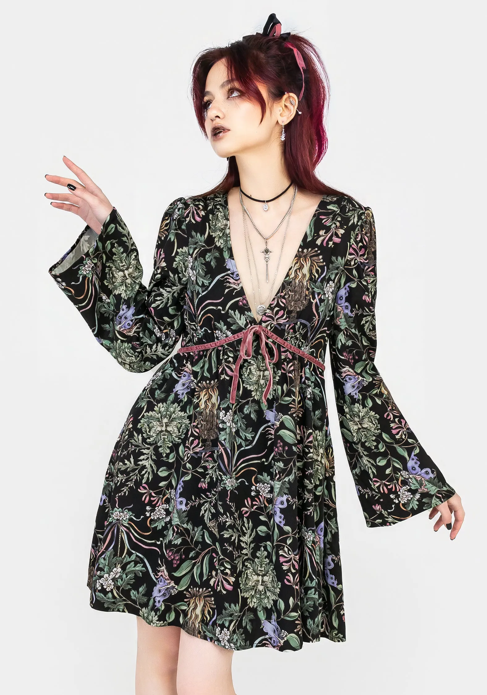 Thermal Insulation Layer Beltane Flute Sleeve Mini Dress