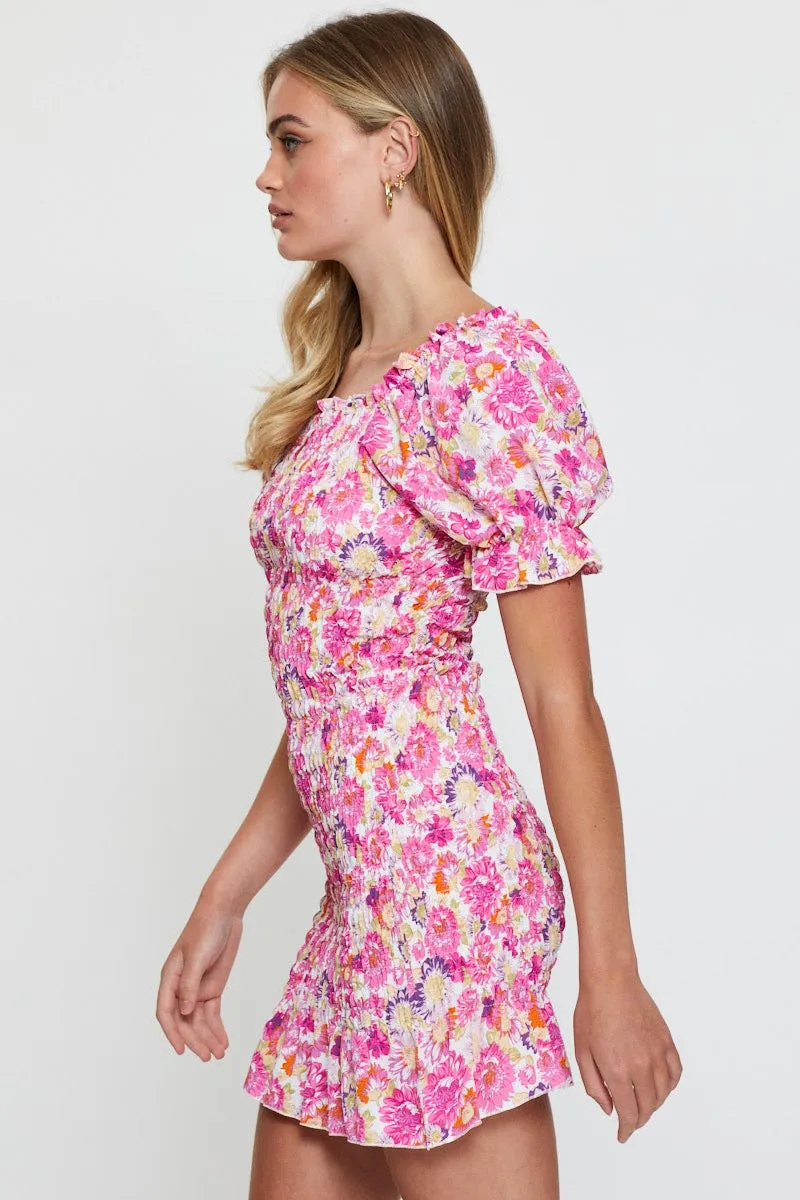Print Mini Dress Short Sleeve Timeless Wear Lightweight Material