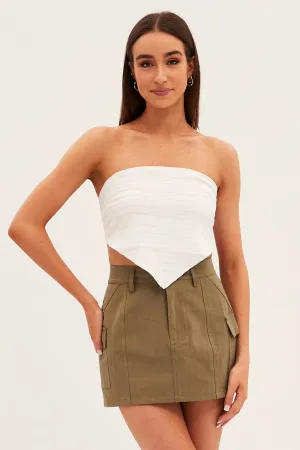 Green Cargo Skirt Mini Mid Rise Sustainable Casual Style