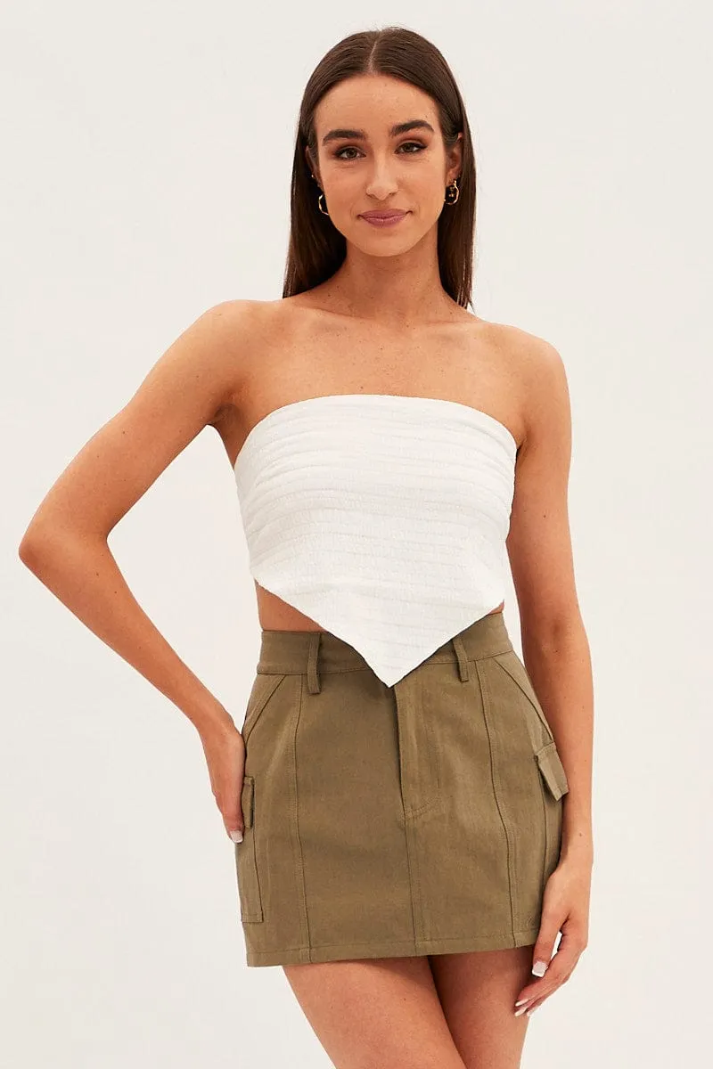 Green Cargo Skirt Mini Mid Rise Sustainable Casual Style