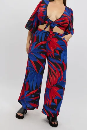 Comfort Design Versatile staple Black Floral Wide Leg Leaf Pants