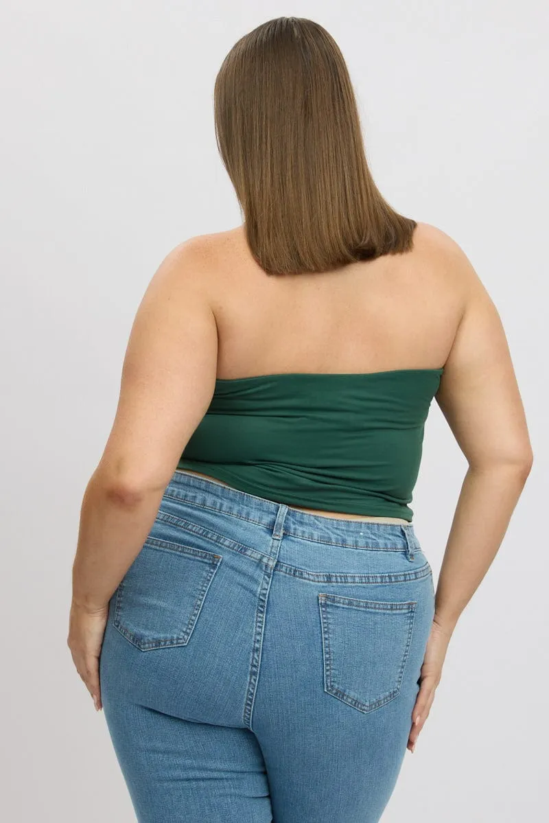 AbrasionResistantFabric ElasticFree Green Halter Neck Tank Top Supersoft