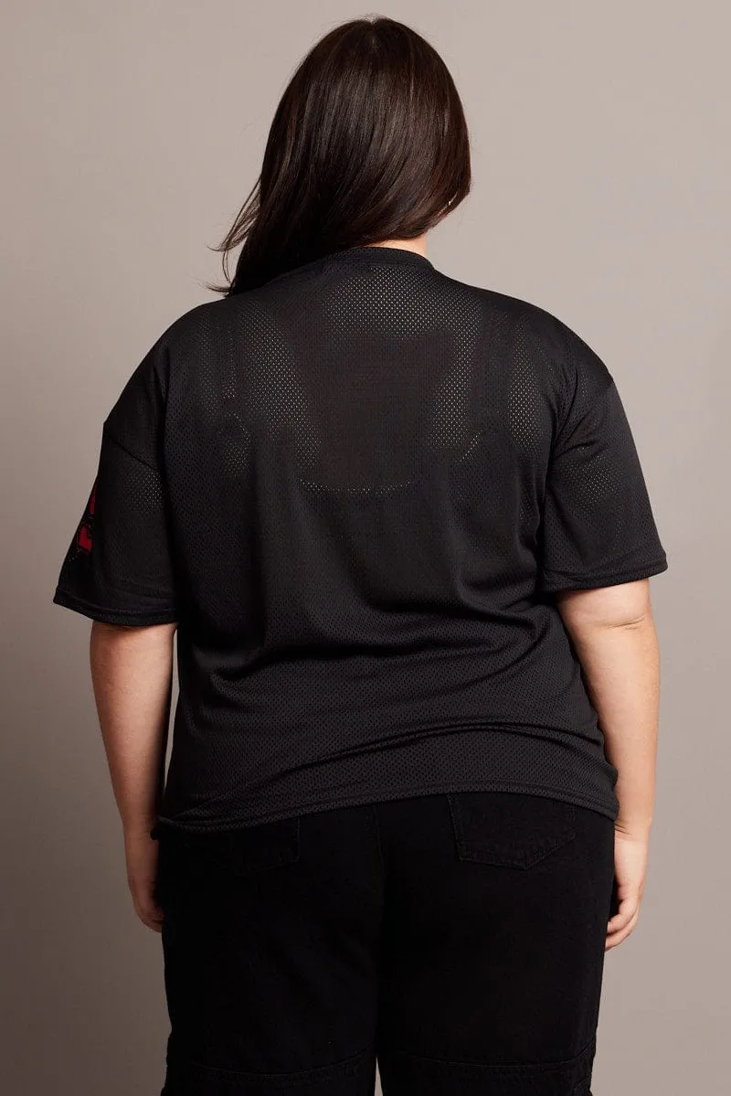 Timeless Must-Have Black Graphic T-shirt Short Sleeve V-Neck