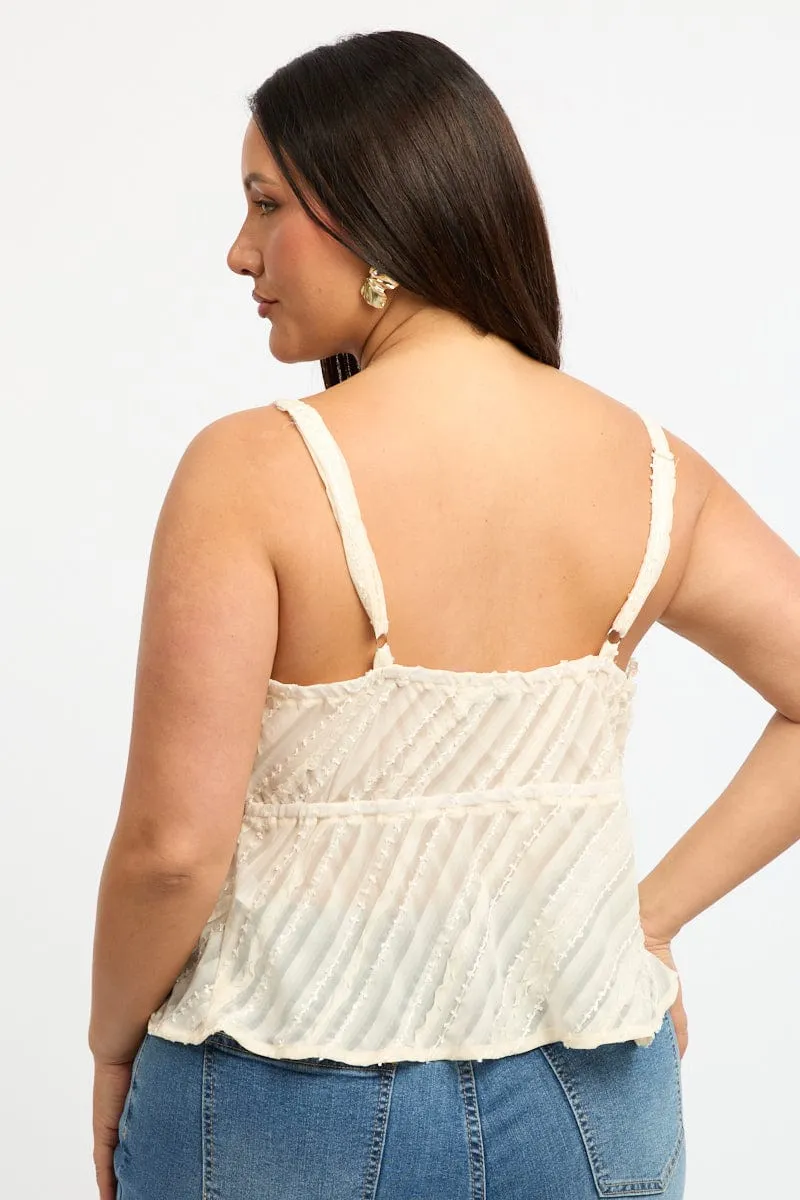 Planet Glow White Frill Cami Top