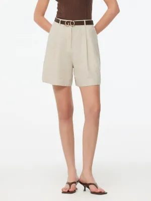 Low Profile Zipper 100% Linen Women Pocket Shorts