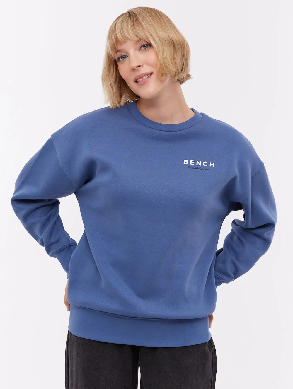 Gerna Back Print Crew Neck - Blue Active Ease