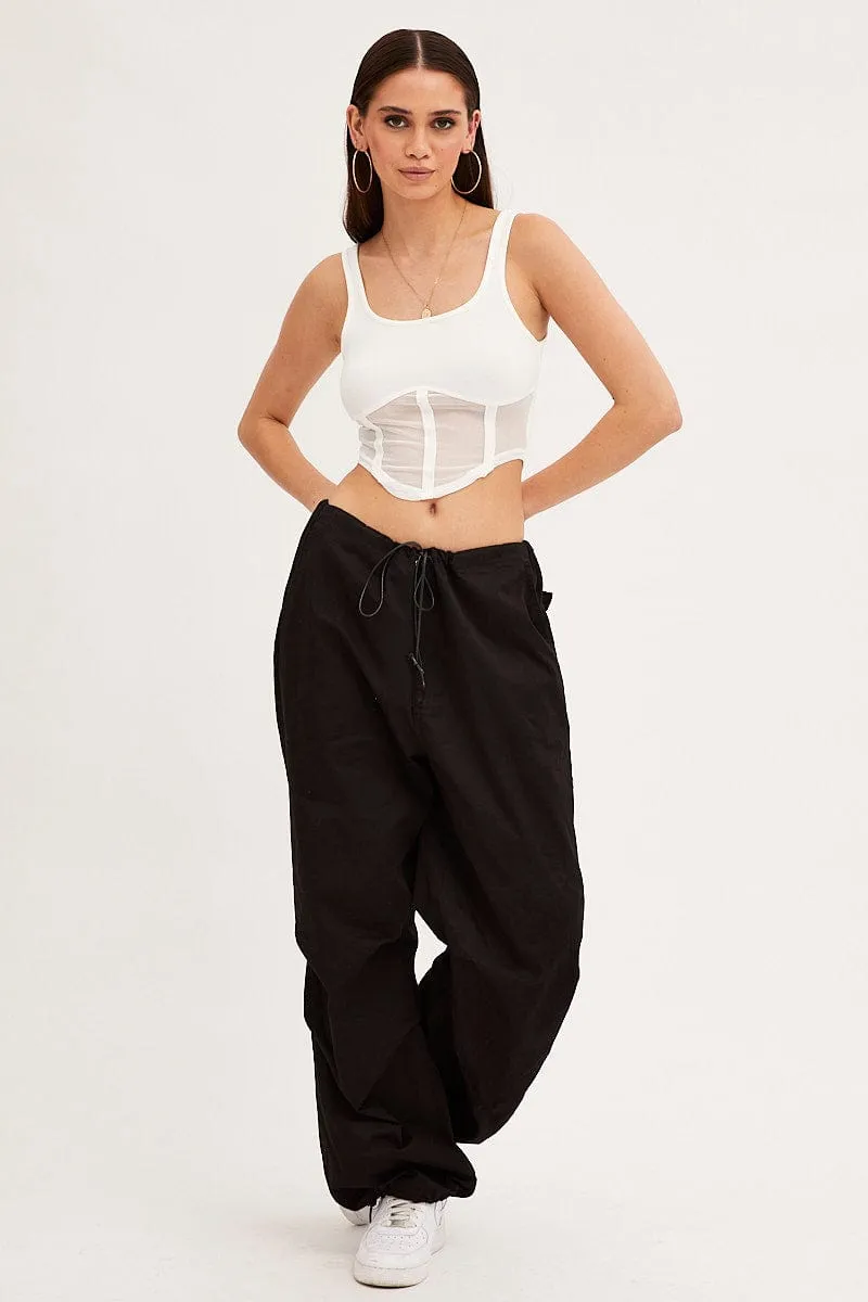 White Mesh Patchwork Tank Top Corset Top Recycled Polyester Cozy Robe