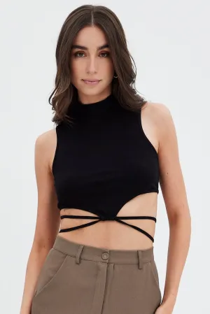 Black Cutout Tank Top AntiStatic Material NonRestrictive Fit