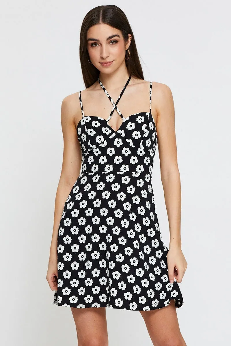 Y2K Feel Shine Light Print Mini Dress Sleeveless