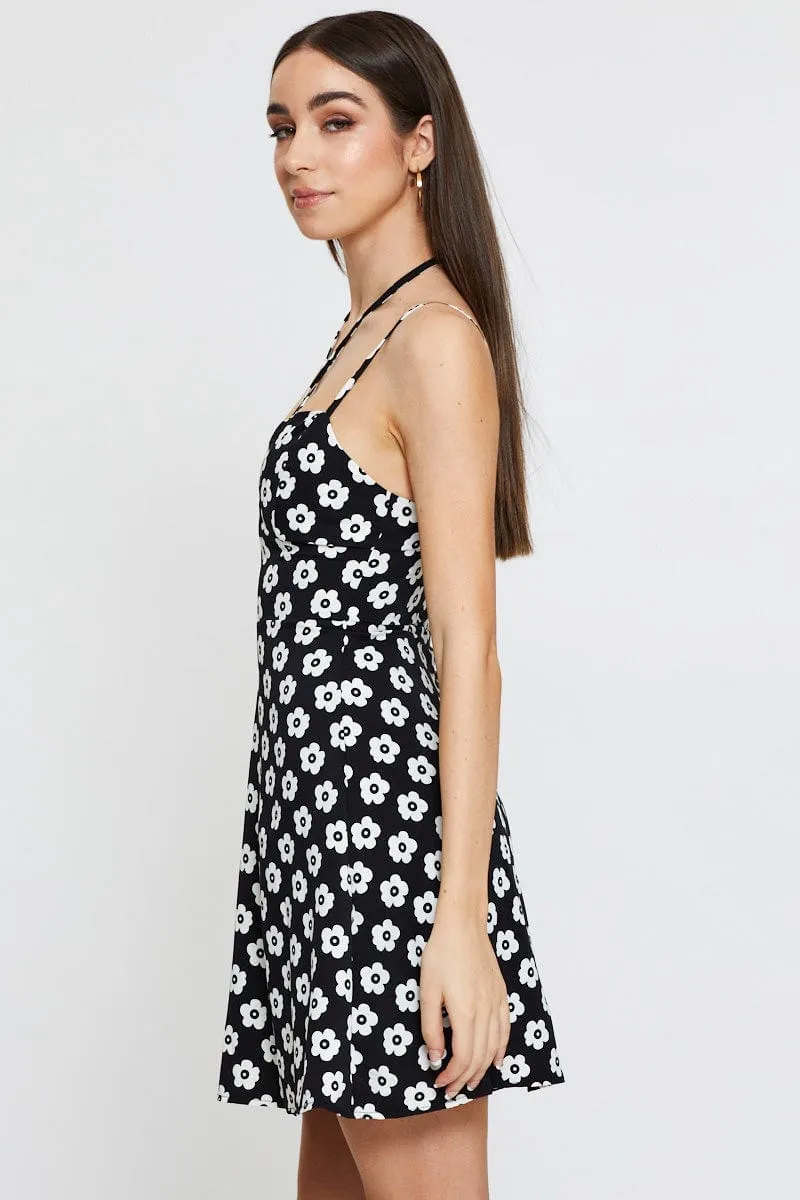 Cozy Look Print Mini Dress Sleeveless
