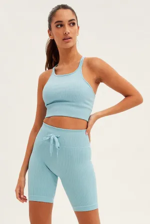 QuickReleaseFastener Cozy Fashion Blue Seamless Activewear Singlet Basic Top