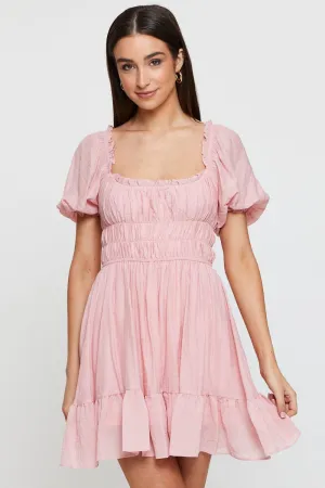 AntiBacterialTreatment Wool Fit Pink Dress Short Sleeve Mini
