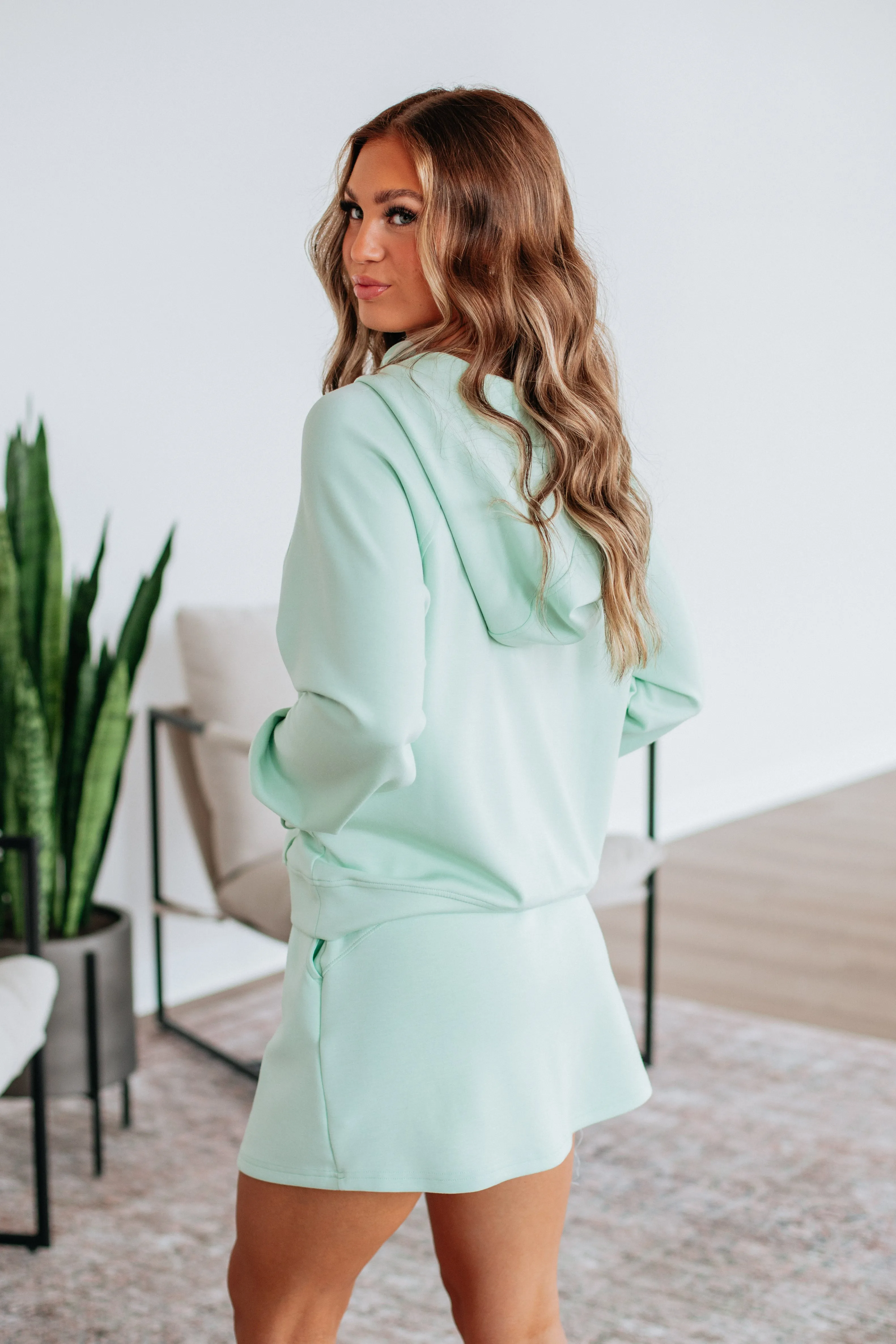 Aubrie Half-Zip Pullover - Mint FlexibleJointConstruction DoubleLayered Collar