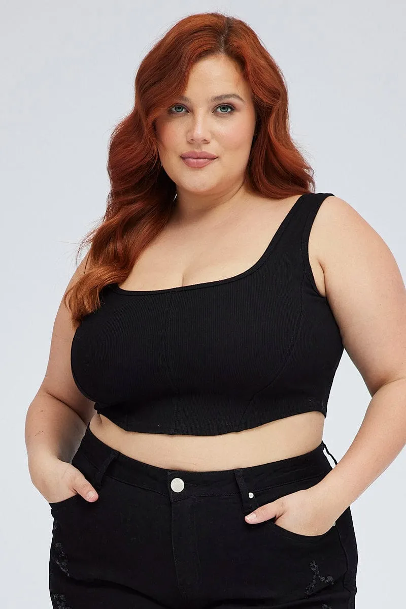 Black Corset Top Sleeveless Scoop Neck TemperatureControlTechnology