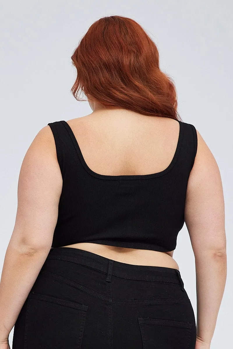 Black Corset Top Sleeveless Scoop Neck Train Ease
