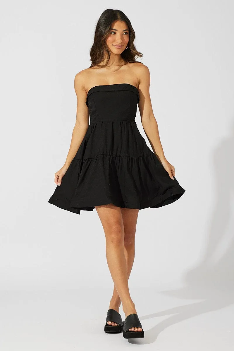 Heart Soul Black Fit and Flare Dress Strapless