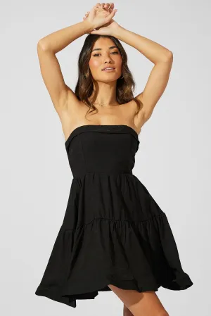 Black Fit and Flare Dress Strapless Elegant Glow clean design