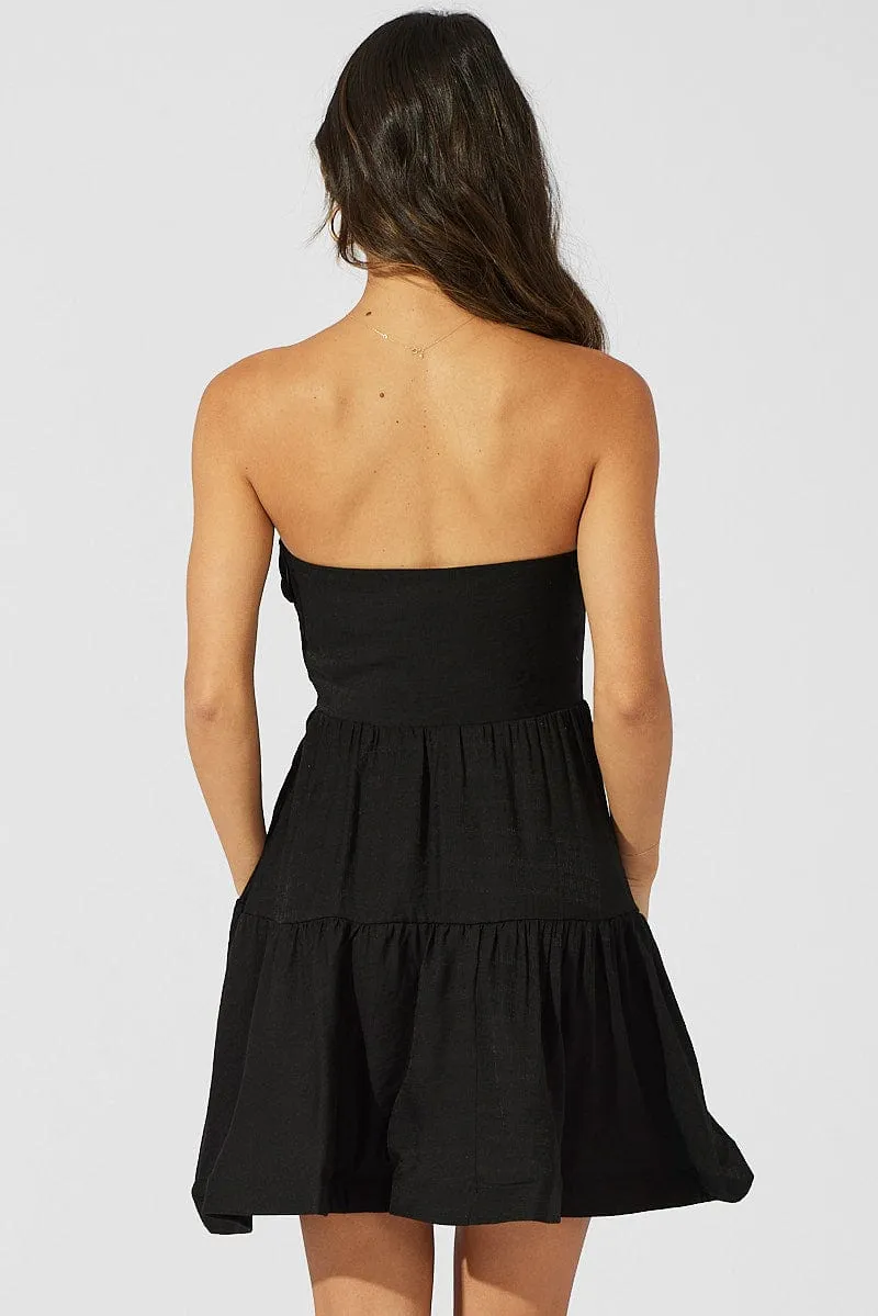 Black Fit and Flare Dress Strapless ZeroRestrictionMobility PreShrunkFabric