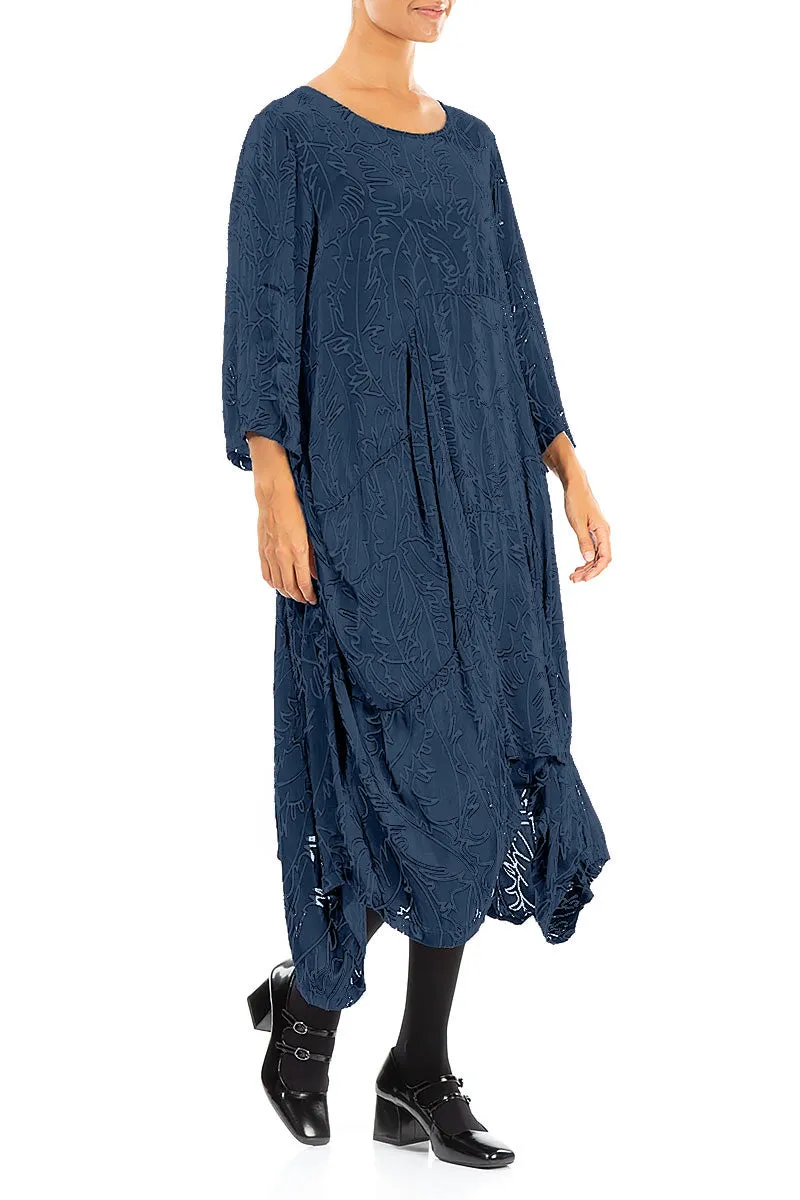 QuickAccess Pockets Hero Tale Draped Royal Blue Devor?? Feather Silk Dress