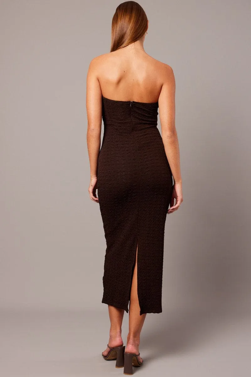 Family Style Tech Mood Brown Bodycon Dress Textured