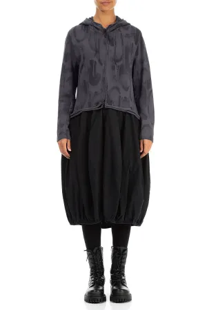 Business Attire DoubleStitchReinforcement Hooded Graphite Paintwave Cotton Jacket Dress