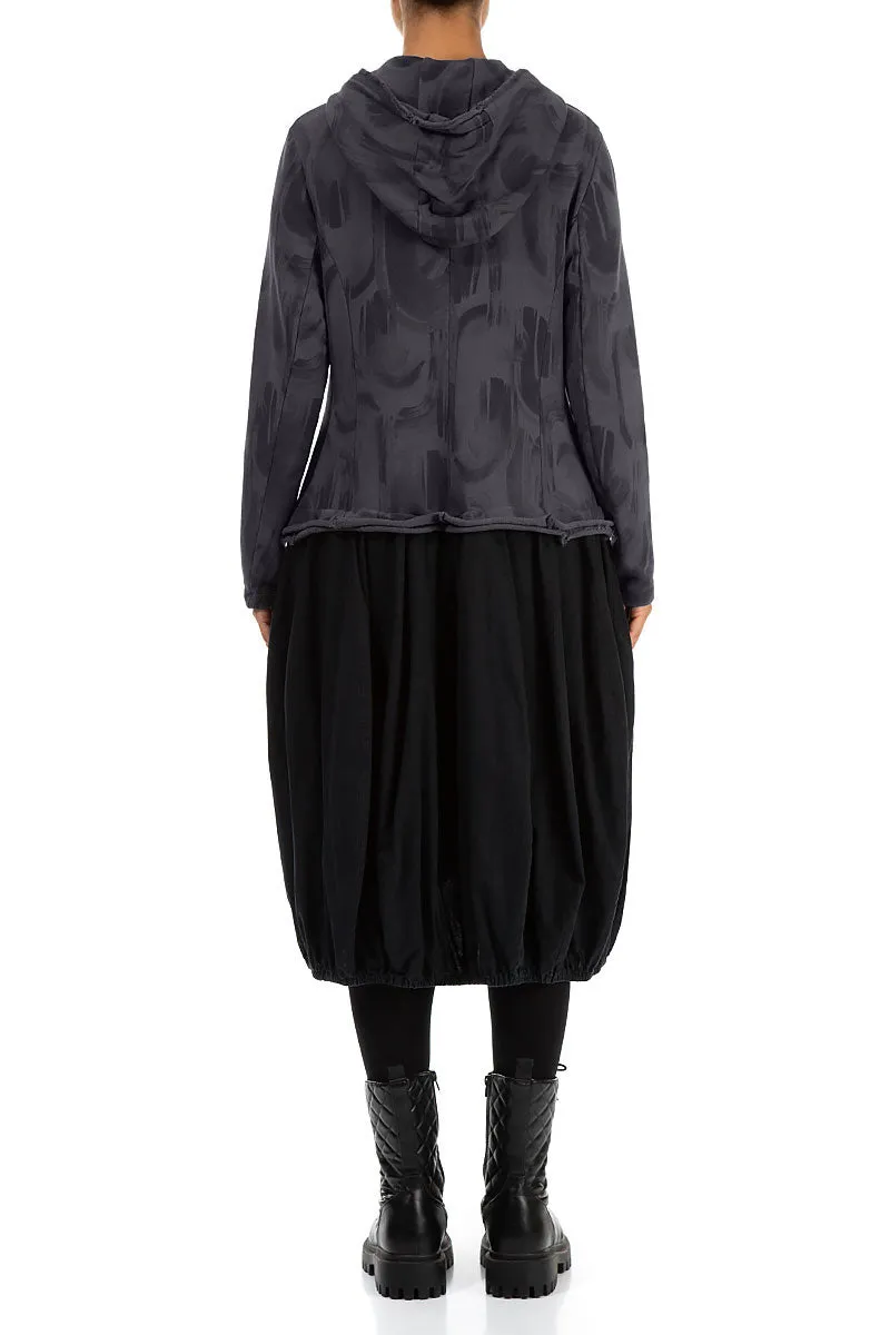 Airtight Zipper Smile Ease Hooded Graphite Paintwave Cotton Jacket Dress