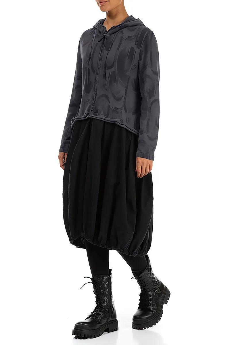 Hooded Graphite Paintwave Cotton Jacket Dress NonRestrictiveCut AntiSnagTechnology