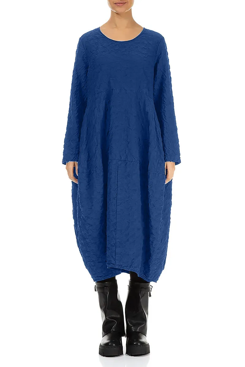 Balloon Royal Blue Pleated Silk Bamboo Dress Feather Glow