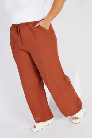 Brown Wide Leg Pants High Rise Ultra Soft Texture