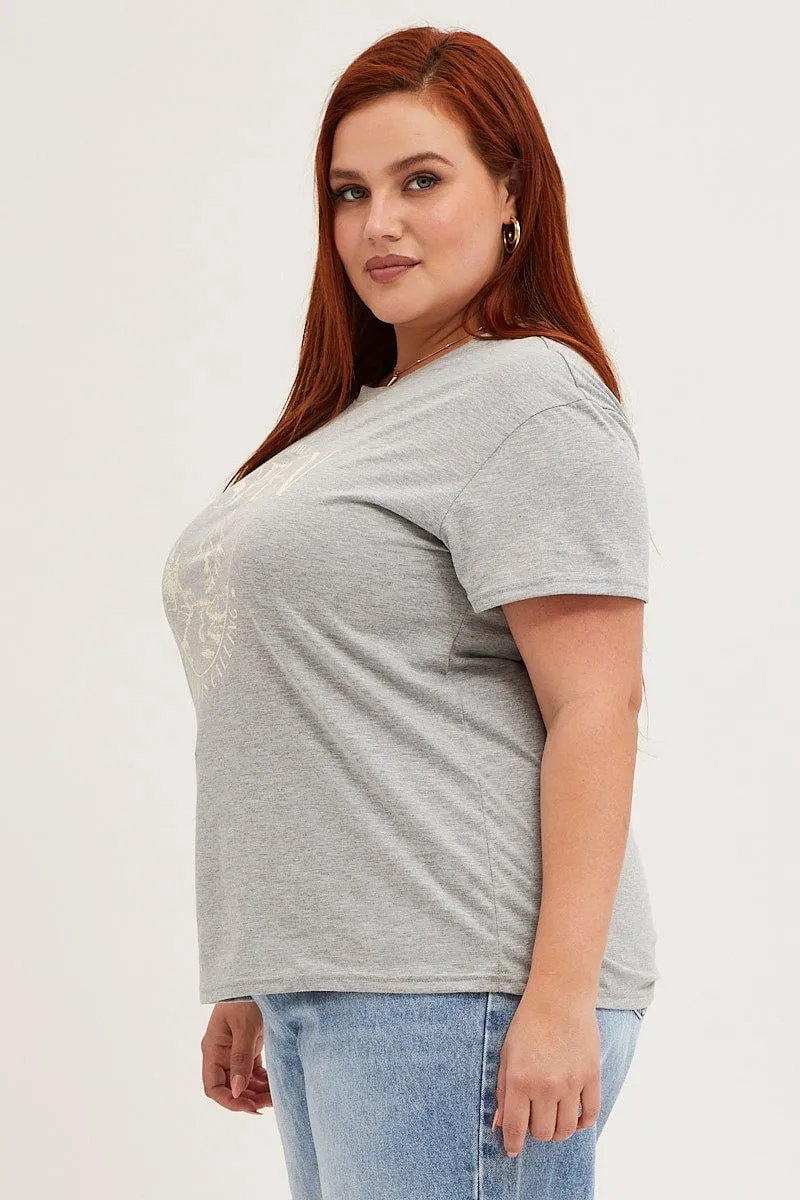 Grey Marle Aspen Short Sleeve Cotton Graphic T-shirt Yarn Dyed Stripes