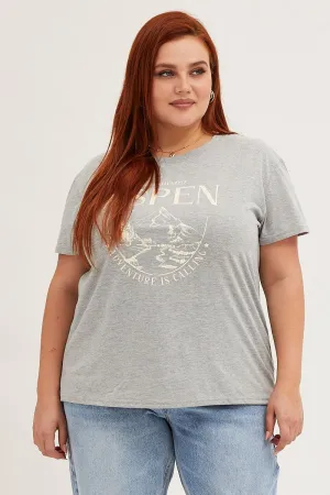 Lint Resistant Surface Minimalist Aesthetic Grey Marle Aspen Short Sleeve Cotton Graphic T-shirt