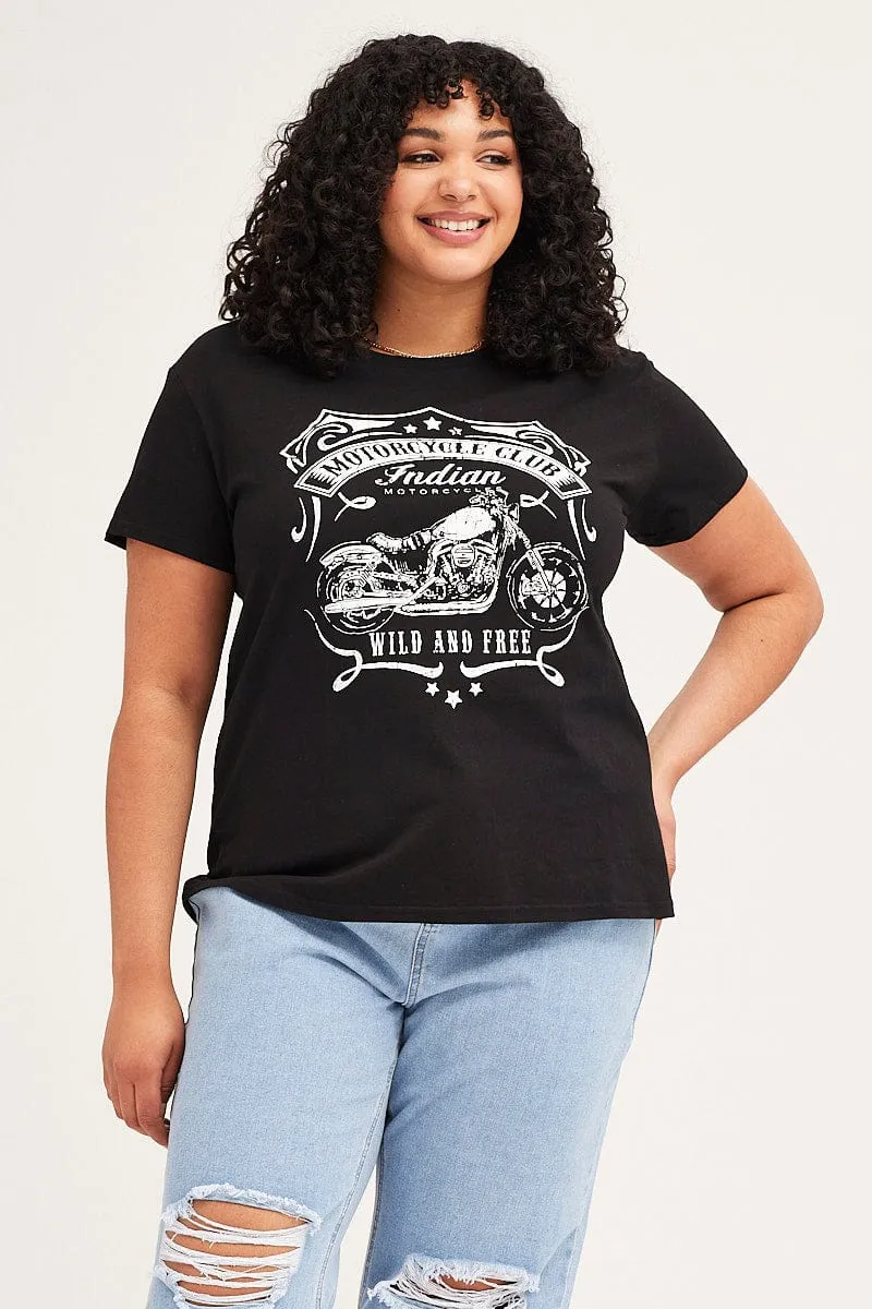 Relaxed Outfit Ultimate Comfort Black Short Sleeve Graphic Regular T-shirt