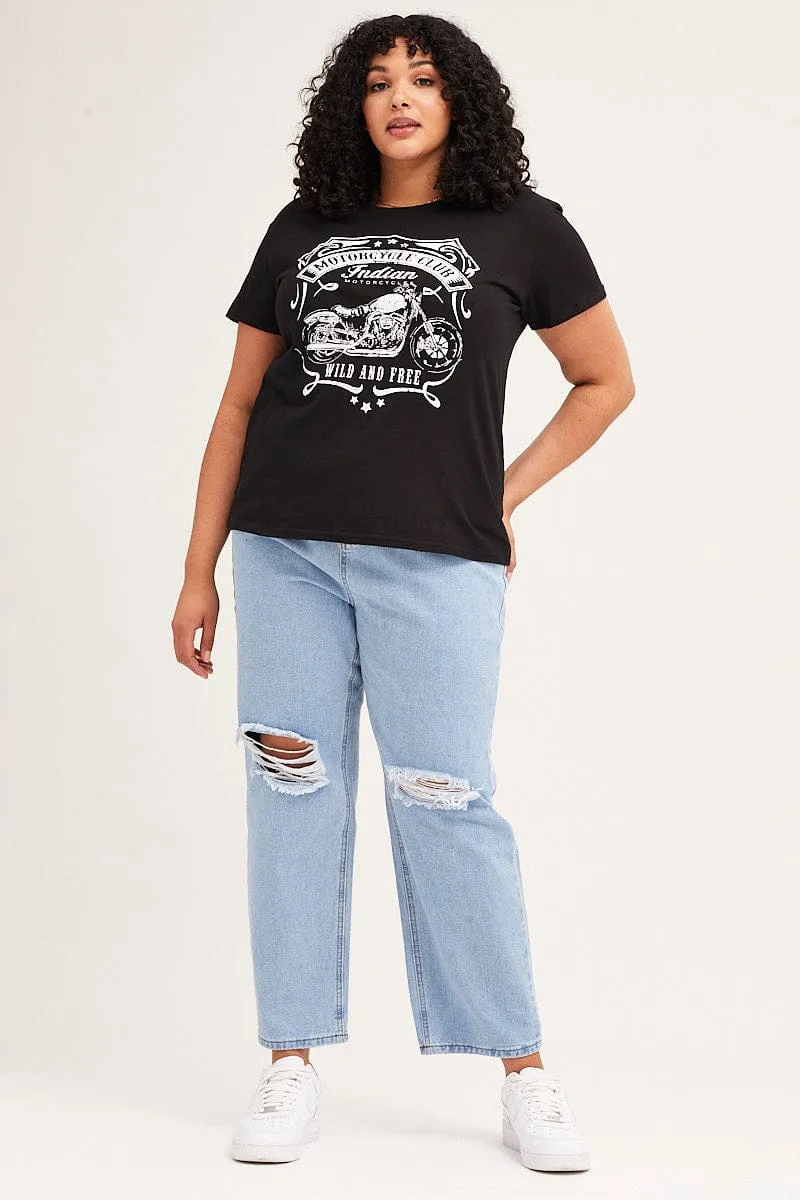 Comfortable clothing Black Short Sleeve Graphic Regular T-shirt