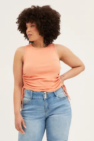 Orange Sleeveless Rib Jersey Drawstring Top Craft Core Epic Glow