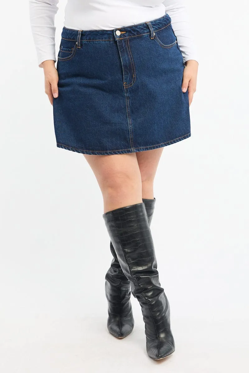 Denim Skorts High Rise Water Resistant